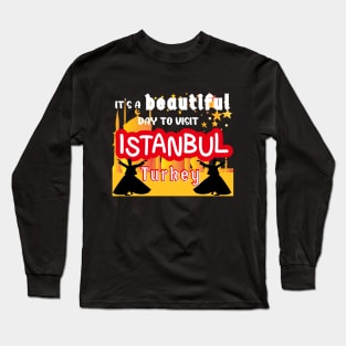 Travel to beautiful Istanbul in Turkey. ( Bright text ) Gift ideas for the travel enthusiast available on t-shirts, stickers, mugs, and phone cases, among other things. Long Sleeve T-Shirt